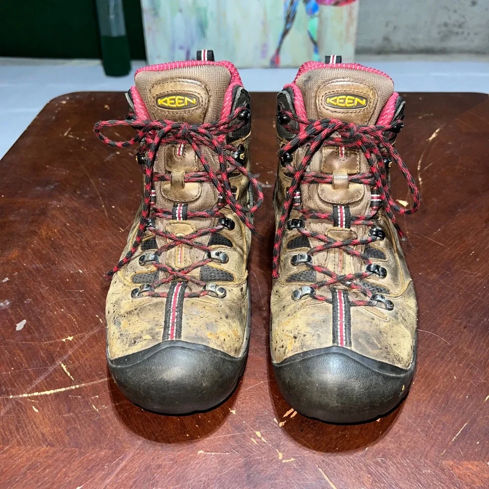 Keen Utility Pittsburgh Steel Toe Waterproof Work Boots Mens 8.5 EE Brown Red